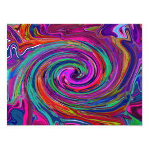 Groovy Abstrakt Retro Magenta Dark Rainbow Swirl Fotodruck