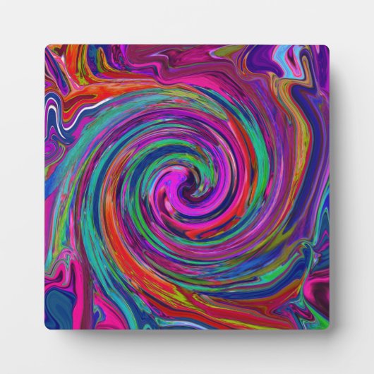 Groovy Abstrakt Retro Magenta Dark Rainbow Swirl Fotoplatte (Vorderseite)