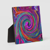 Groovy Abstrakt Retro Magenta Dark Rainbow Swirl Fotoplatte (Vorderseite)
