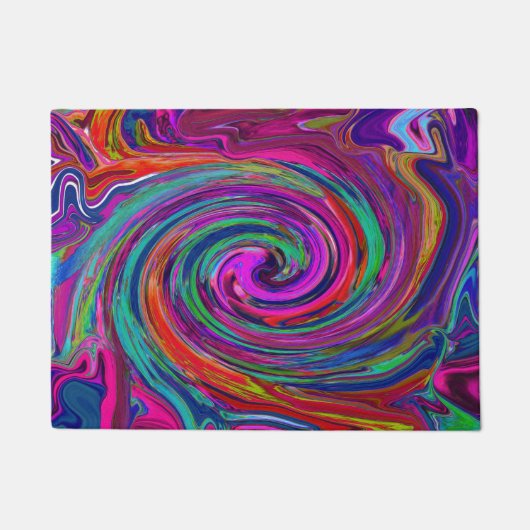 Groovy Abstrakt Retro Magenta Dark Rainbow Swirl Fußmatte (Vorderseite)