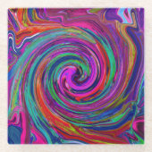 Groovy Abstrakt Retro Magenta Dark Rainbow Swirl Glasuntersetzer (Vorderseite)