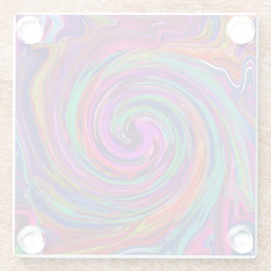 Groovy Abstrakt Retro Magenta Dark Rainbow Swirl Glasuntersetzer (Rückseite)