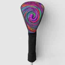 Groovy Abstrakt Retro Magenta Dark Rainbow Swirl Golf Headcover