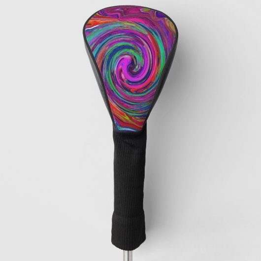 Groovy Abstrakt Retro Magenta Dark Rainbow Swirl Golf Headcover (Vorderseite)