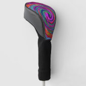 Groovy Abstrakt Retro Magenta Dark Rainbow Swirl Golf Headcover (angewinkelt)