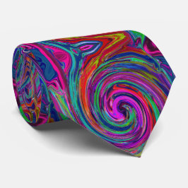 Groovy Abstrakt Retro Magenta Dark Rainbow Swirl Krawatte
