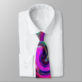 Groovy Abstrakt Retro Magenta Dark Rainbow Swirl Krawatte (Gebunden)