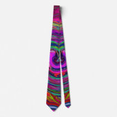 Groovy Abstrakt Retro Magenta Dark Rainbow Swirl Krawatte (Vorderseite)