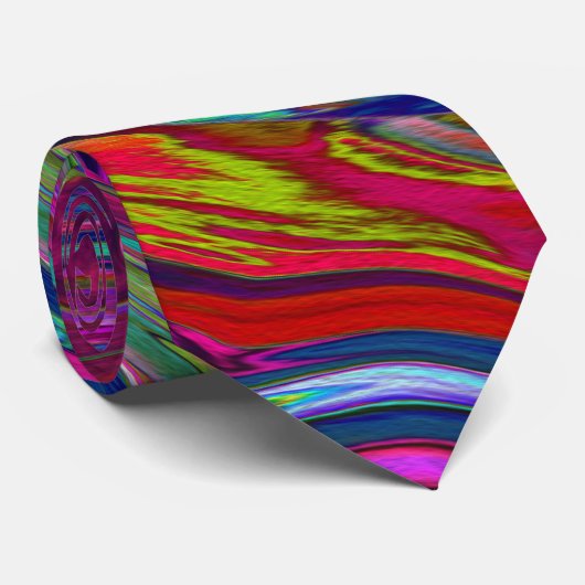 Groovy Abstrakt Retro Magenta Dark Rainbow Swirl Krawatte (Gerollt)