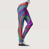 Groovy Abstrakt Retro Magenta Dark Rainbow Swirl Leggings (Rechts)