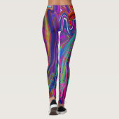 Groovy Abstrakt Retro Magenta Dark Rainbow Swirl Leggings (Rückseite)