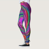 Groovy Abstrakt Retro Magenta Dark Rainbow Swirl Leggings (Links)