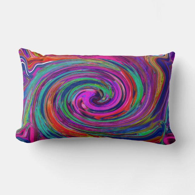 Groovy Abstrakt Retro Magenta Dark Rainbow Swirl Lendenkissen (Vorderseite)