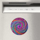 Groovy Abstrakt Retro Magenta Dark Rainbow Swirl Magnet (In Situ (Geschirrspüler))