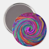 Groovy Abstrakt Retro Magenta Dark Rainbow Swirl Magnet (Vorderseite/Rückseite)