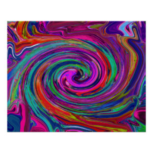 Groovy Abstrakt Retro Magenta Dark Rainbow Swirl Poster