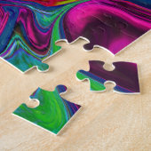 Groovy Abstrakt Retro Magenta Dark Rainbow Swirl Puzzle (Seite)