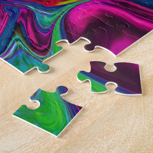 Groovy Abstrakt Retro Magenta Dark Rainbow Swirl Puzzle (Seite)