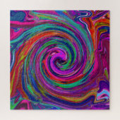 Groovy Abstrakt Retro Magenta Dark Rainbow Swirl Puzzle (Horizontal)