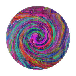 Groovy Abstrakt Retro Magenta Dark Rainbow Swirl Schneidebrett