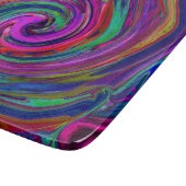 Groovy Abstrakt Retro Magenta Dark Rainbow Swirl Schneidebrett (Ecke)