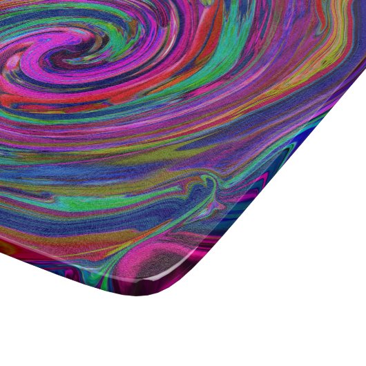Groovy Abstrakt Retro Magenta Dark Rainbow Swirl Schneidebrett (Ecke)