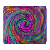 Groovy Abstrakt Retro Magenta Dark Rainbow Swirl Schneidebrett (Vorderseite)