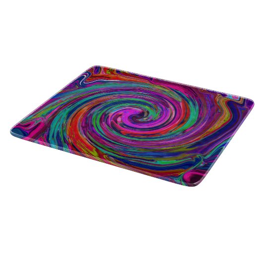 Groovy Abstrakt Retro Magenta Dark Rainbow Swirl Schneidebrett (Ecke)