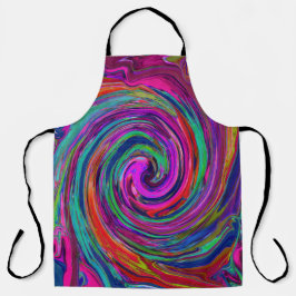 Groovy Abstrakt Retro Magenta Dark Rainbow Swirl Schürze
