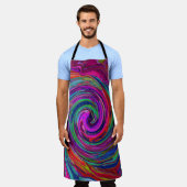 Groovy Abstrakt Retro Magenta Dark Rainbow Swirl Schürze (Getragen)