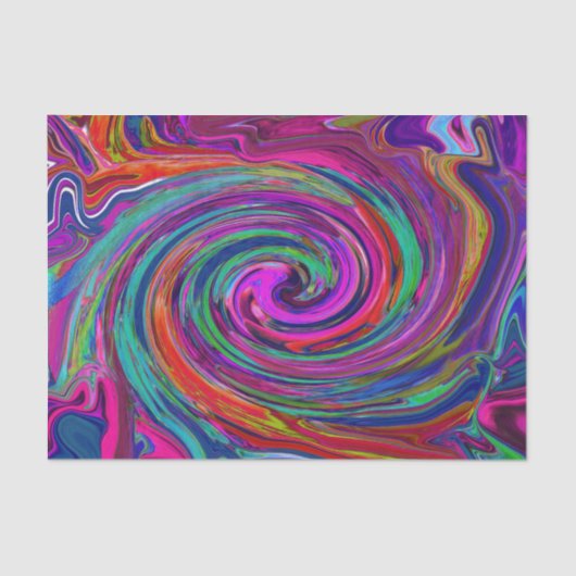 Groovy Abstrakt Retro Magenta Dark Rainbow Swirl Seidenpapier (Vorderseite)