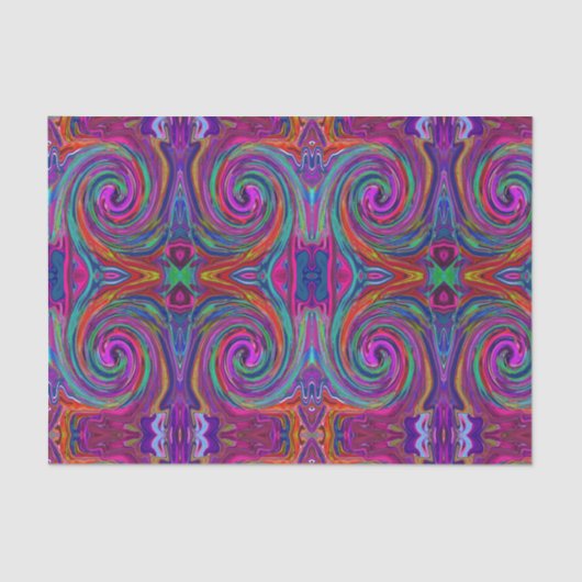 Groovy Abstrakt Retro Magenta Dark Rainbow Swirl Seidenpapier (Vorderseite)