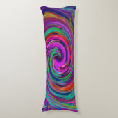 Groovy Abstrakt Retro Magenta Dark Rainbow Swirl Seitenschläferkissen (Vorderseite Vertikal)