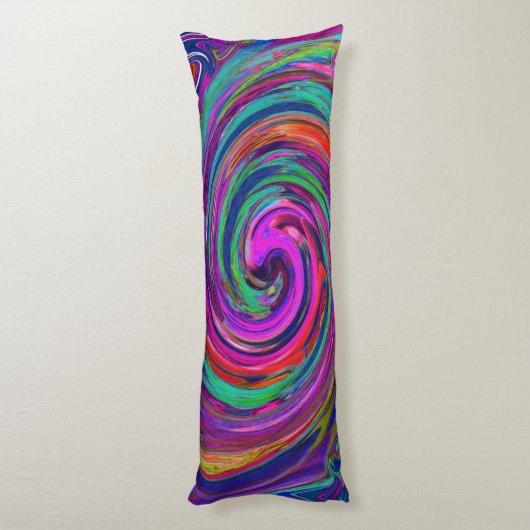 Groovy Abstrakt Retro Magenta Dark Rainbow Swirl Seitenschläferkissen (Rückseite (Vertikal))