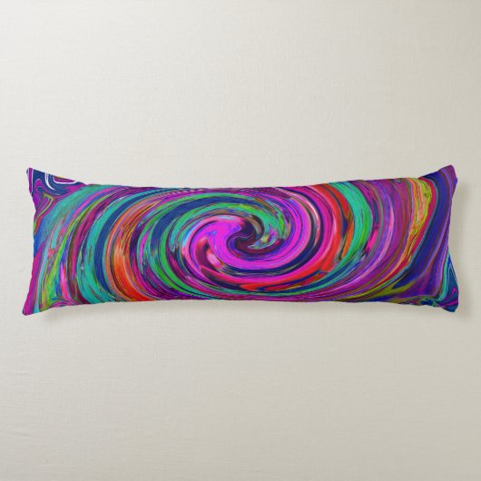 Groovy Abstrakt Retro Magenta Dark Rainbow Swirl Seitenschläferkissen (Vorderseite)