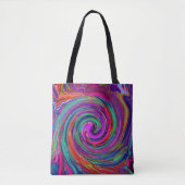 Groovy Abstrakt Retro Magenta Dark Rainbow Swirl Tasche (Vorderseite)
