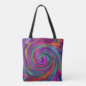 Groovy Abstrakt Retro Magenta Dark Rainbow Swirl Tasche (Rückseite)