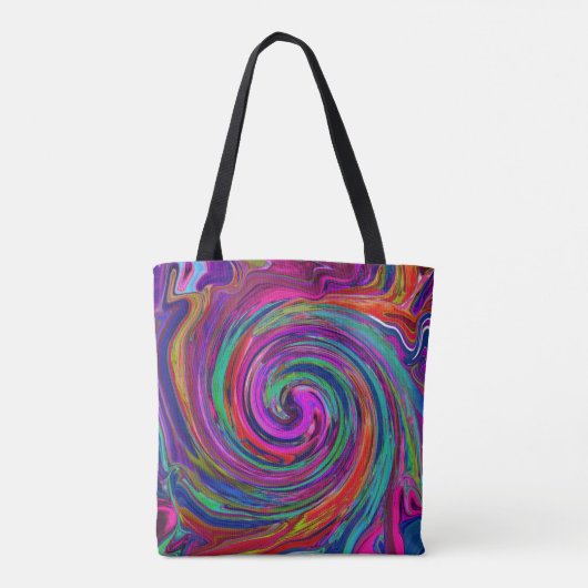 Groovy Abstrakt Retro Magenta Dark Rainbow Swirl Tasche (Rückseite)