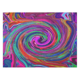 Groovy Abstrakt Retro Magenta Dark Rainbow Swirl Tischdecke