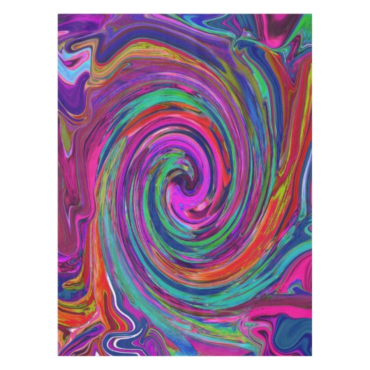 Groovy Abstrakt Retro Magenta Dark Rainbow Swirl Tischdecke (Vorderseite)