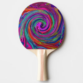 Groovy Abstrakt Retro Magenta Dark Rainbow Swirl Tischtennis Schläger