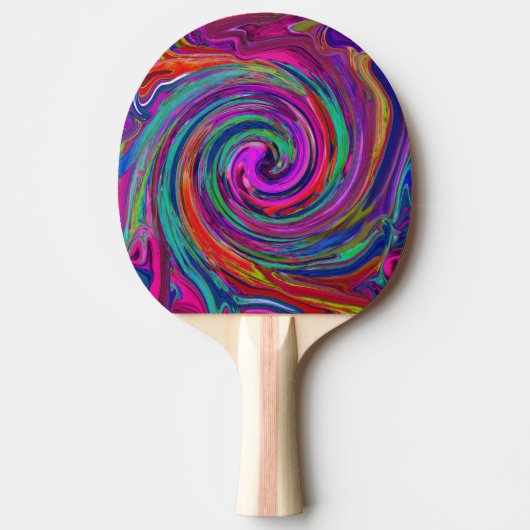 Groovy Abstrakt Retro Magenta Dark Rainbow Swirl Tischtennis Schläger (Vorderseite)