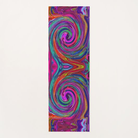 Groovy Abstrakt Retro Magenta Dark Rainbow Swirl Yogamatte (Vorderseite)