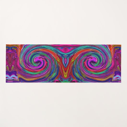 Groovy Abstrakt Retro Magenta Dark Rainbow Swirl Yogamatte (Vorderseite (Horizontal))