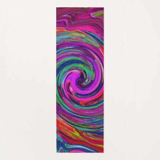 Groovy Abstrakt Retro Magenta Dark Rainbow Swirl Yogamatte (Vorderseite)