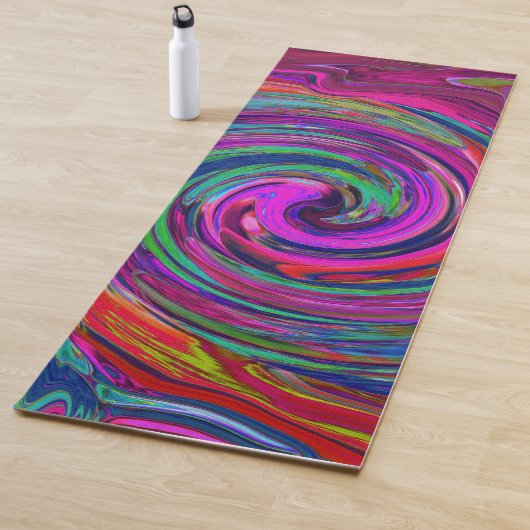 Groovy Abstrakt Retro Magenta Dark Rainbow Swirl Yogamatte (Beispiel)