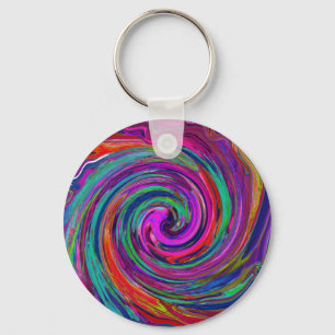 Groovy Abstrakt Retro Magenta Dunkler Regenbogenwi Schlüsselanhänger
