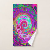 Groovy Abstrakt Retro Magenta Rainbow Swirl Badhandtuch Set (Handtuch)