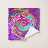 Groovy Abstrakt Retro Magenta Rainbow Swirl Badhandtuch Set (Waschlappen)