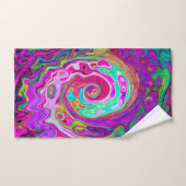 Groovy Abstrakt Retro Magenta Rainbow Swirl Badhandtuch Set (Handtuch)